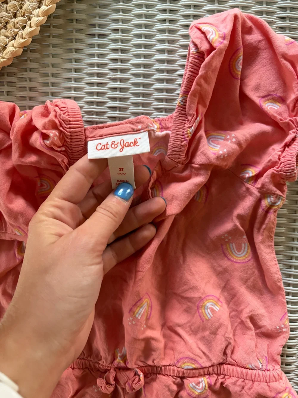 Cat & Jack Coral Pink Rainbow Romper